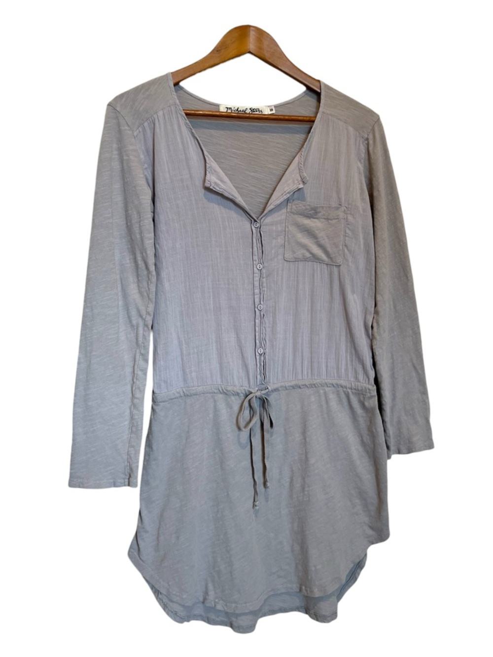 Michael Stars Long Sleeve Shirt Dress Style 9569 Gray 100% Cotton Size XS